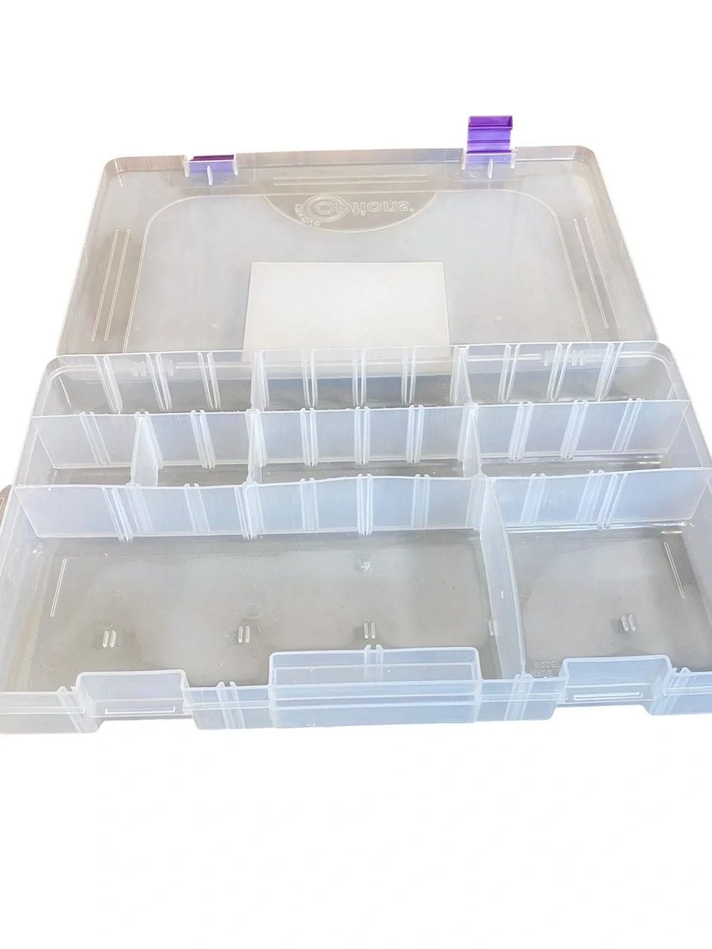 Creative Options Utility Storage Box Clear Plastic Bead Box Purple Latches NWT